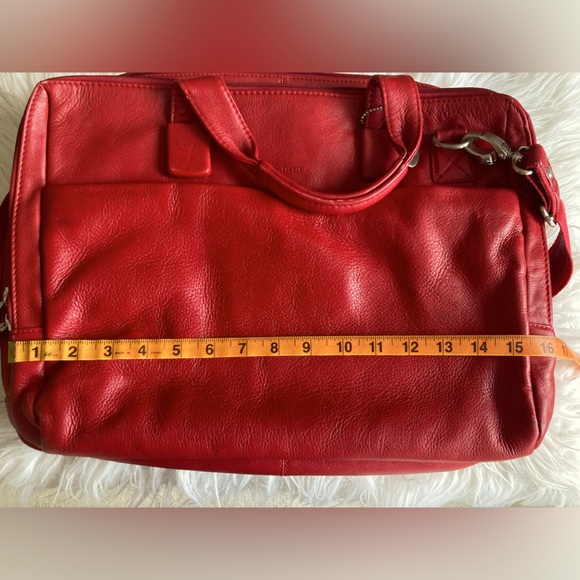 Mancini Red Leather Triple Compartment Briefcase for 15” Laptop/Tablet - Picture 14 of 16